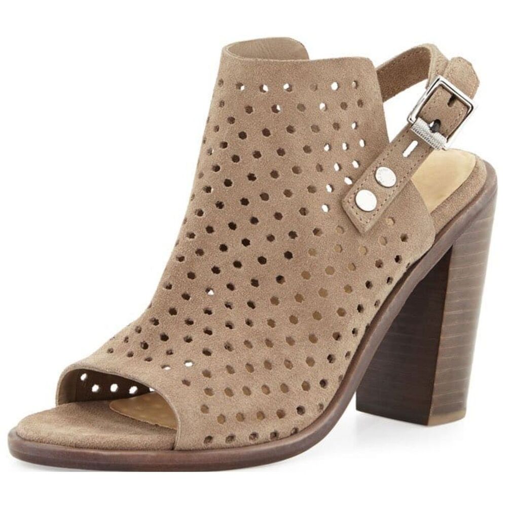 Anthropologie Barbara Barbieri Suede Slingback Perforated Open Toe Heels 8.5